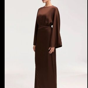 Veiled Cedra satin wrap Maxi Dress